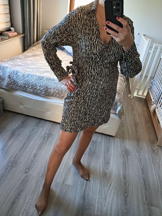 Nowa z metką sukienka pantera zebra wiązana H&M rozmiar M