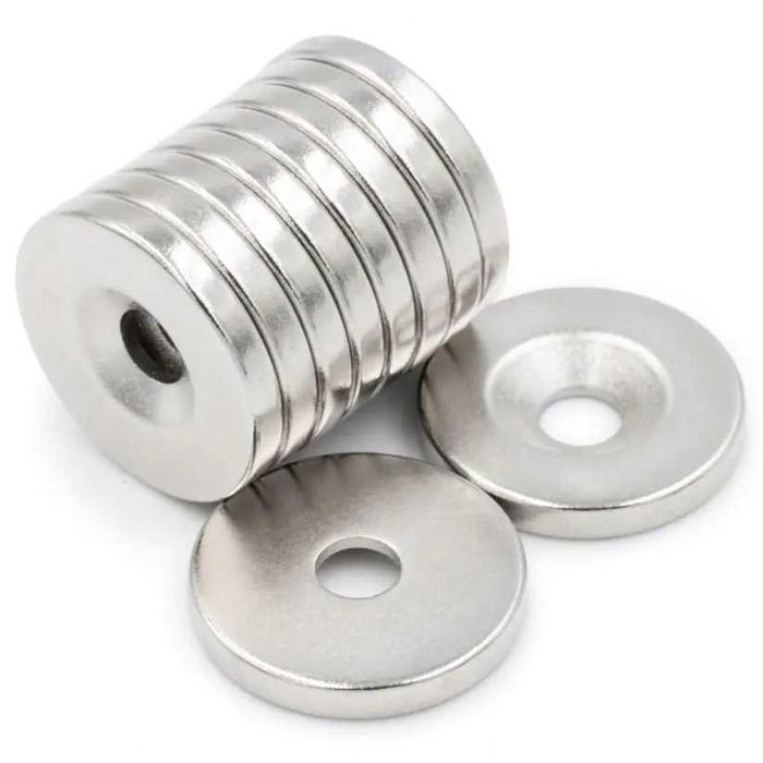 MAGNES neodymowy z otworem pod wkręt 12x3mm okrągły, walcowy 10 szt