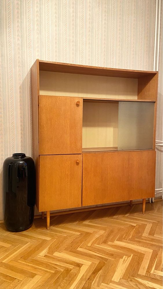 Szafa szafka bibliotekarka z drewna w stylu vintage PRL