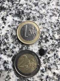 Vendo duas moedas de 1 euro e outra de 2 euros moedas raras no mercado