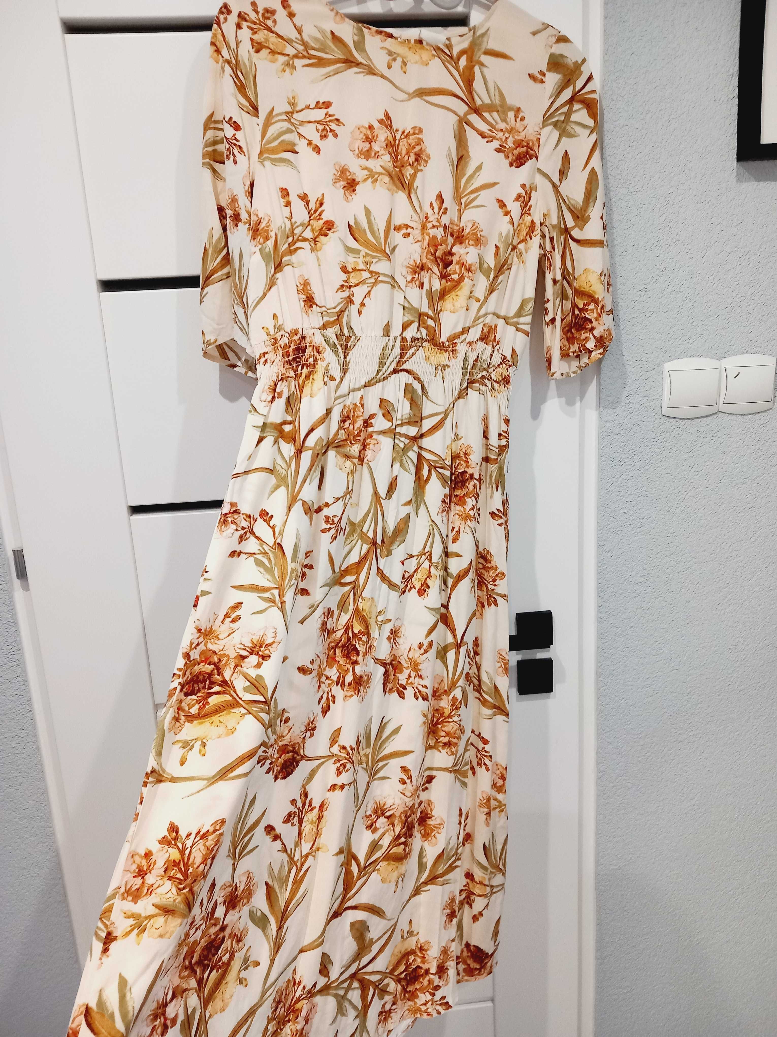 H&M sliczna sukienka midi w kwiaty floral print wiskoza M