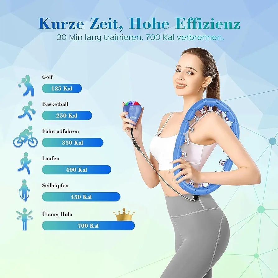 Hula hop niebieskie z kulą LED K620