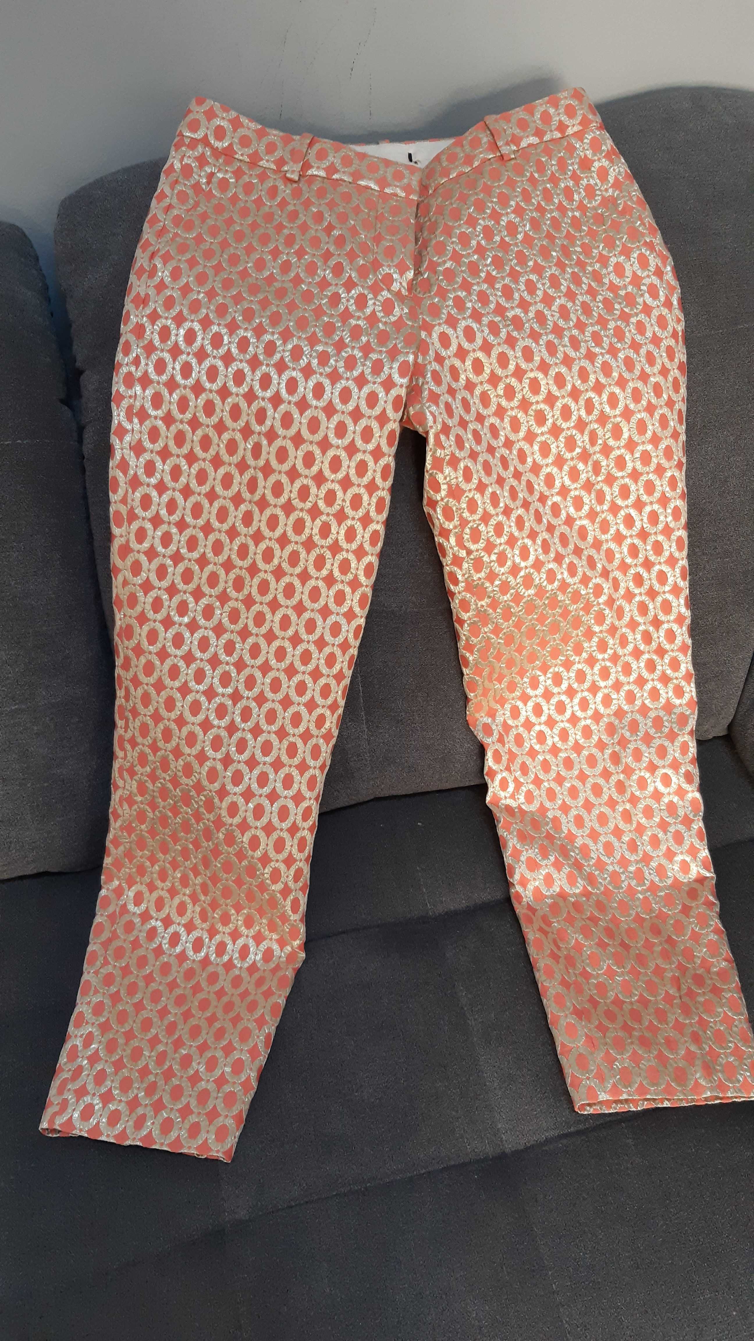 Różowe łososiowe eleganckie spodnie rozmiar 38 M