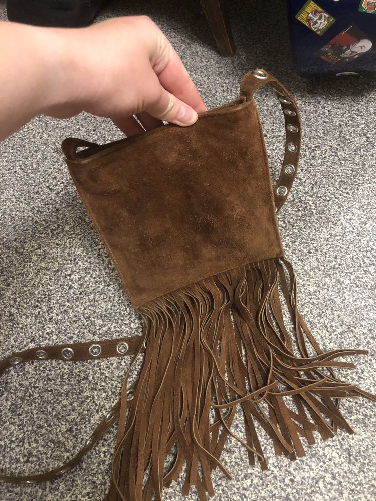 Міні сумка в бохо стилі, натуральна замша