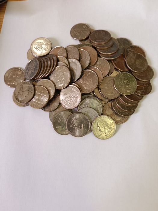 Lote moedas estrangeiras incluídas moedas quarto dolar estados america