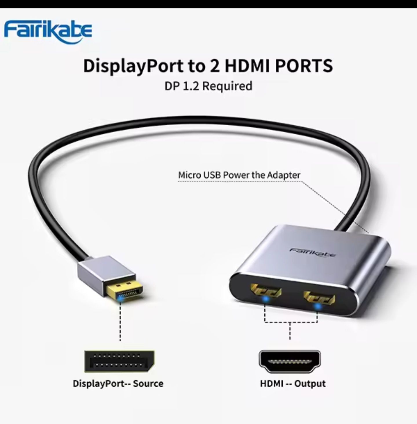 Adapter rozdzielacz Displayport 2HDMI
Materiat: ABS
Napięcie: 3-4,2