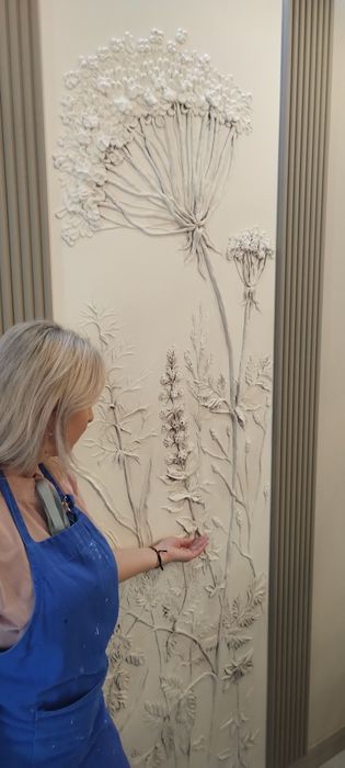 Барельєф Ботанічний барел'єф Ліпнина на стінах Розпис стін