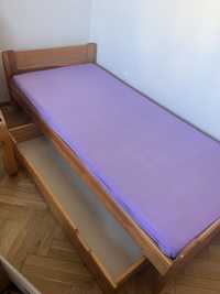 Łóżko z materacem, lite drewno, sosna 205x90cm