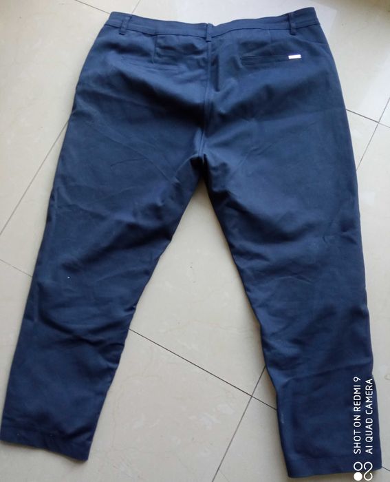MOYORODI eleganckie spodnie 50 granatowe 104-100cm
