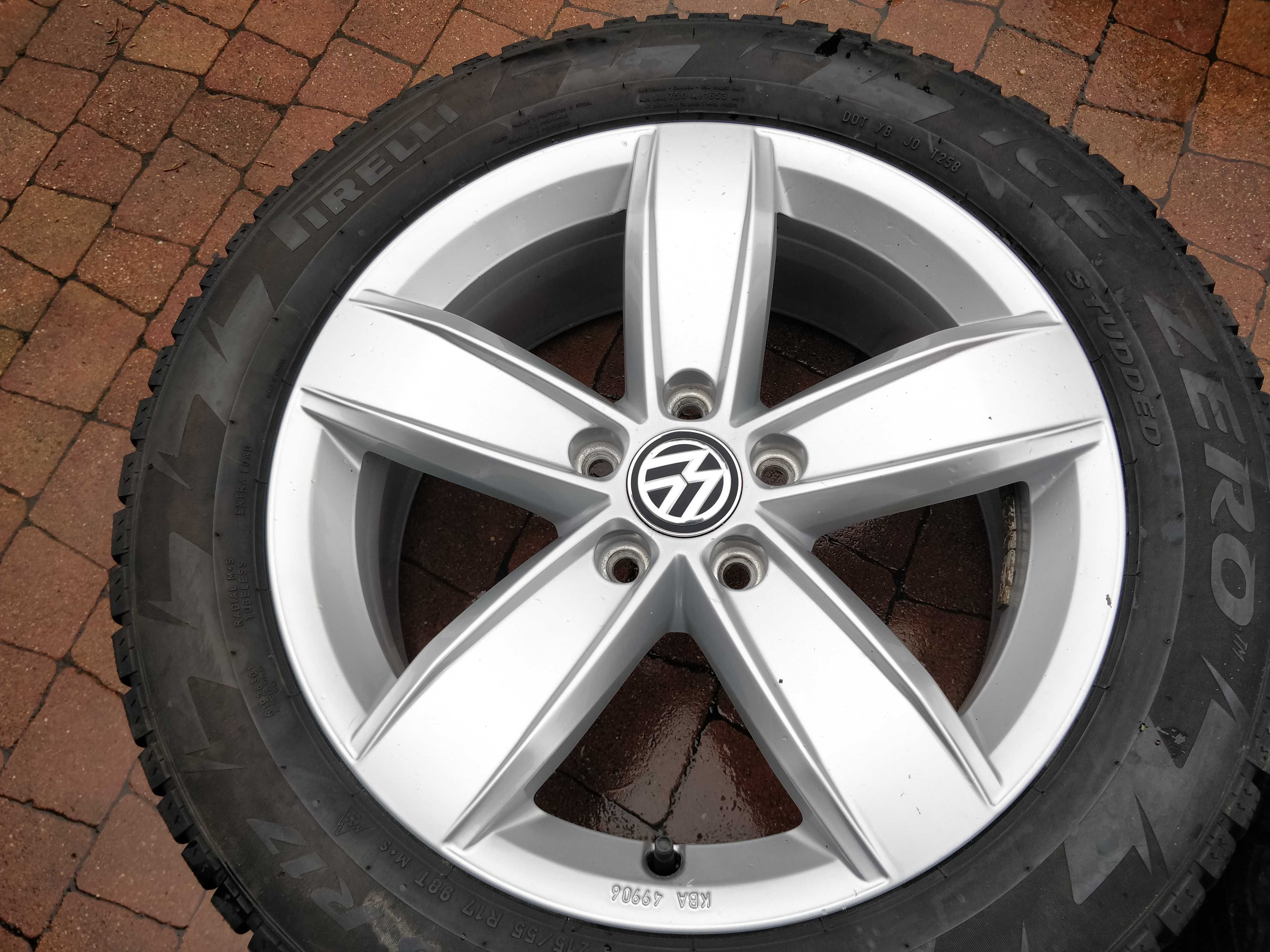 3326. Koła zimowe Tiguan II oryginał 5x112 ET38 215/65/17 8/8.7mm 24r