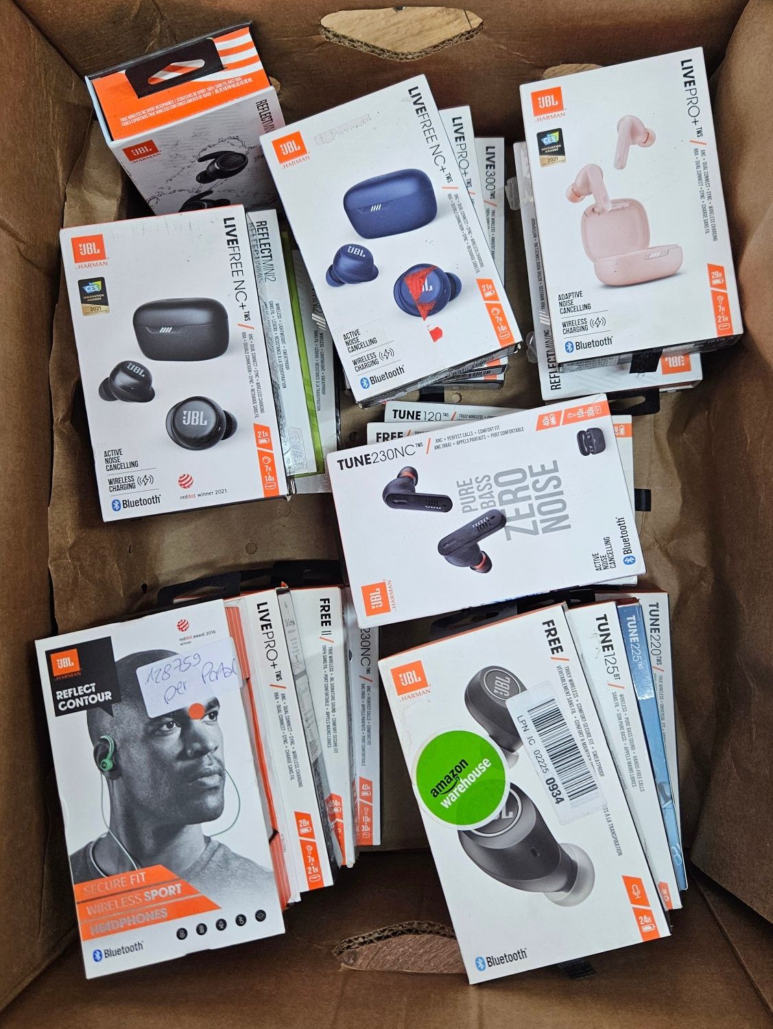Box 20 sztuk JBL słuchawki bezprzewodowe  doszune/dokanałowe PAKIET