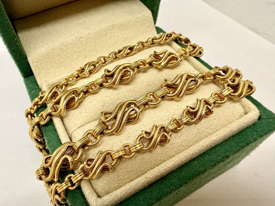 Złoty łańcuszek z początku XX wieku - 585 - PIĘKNY- STAN IDEALNY