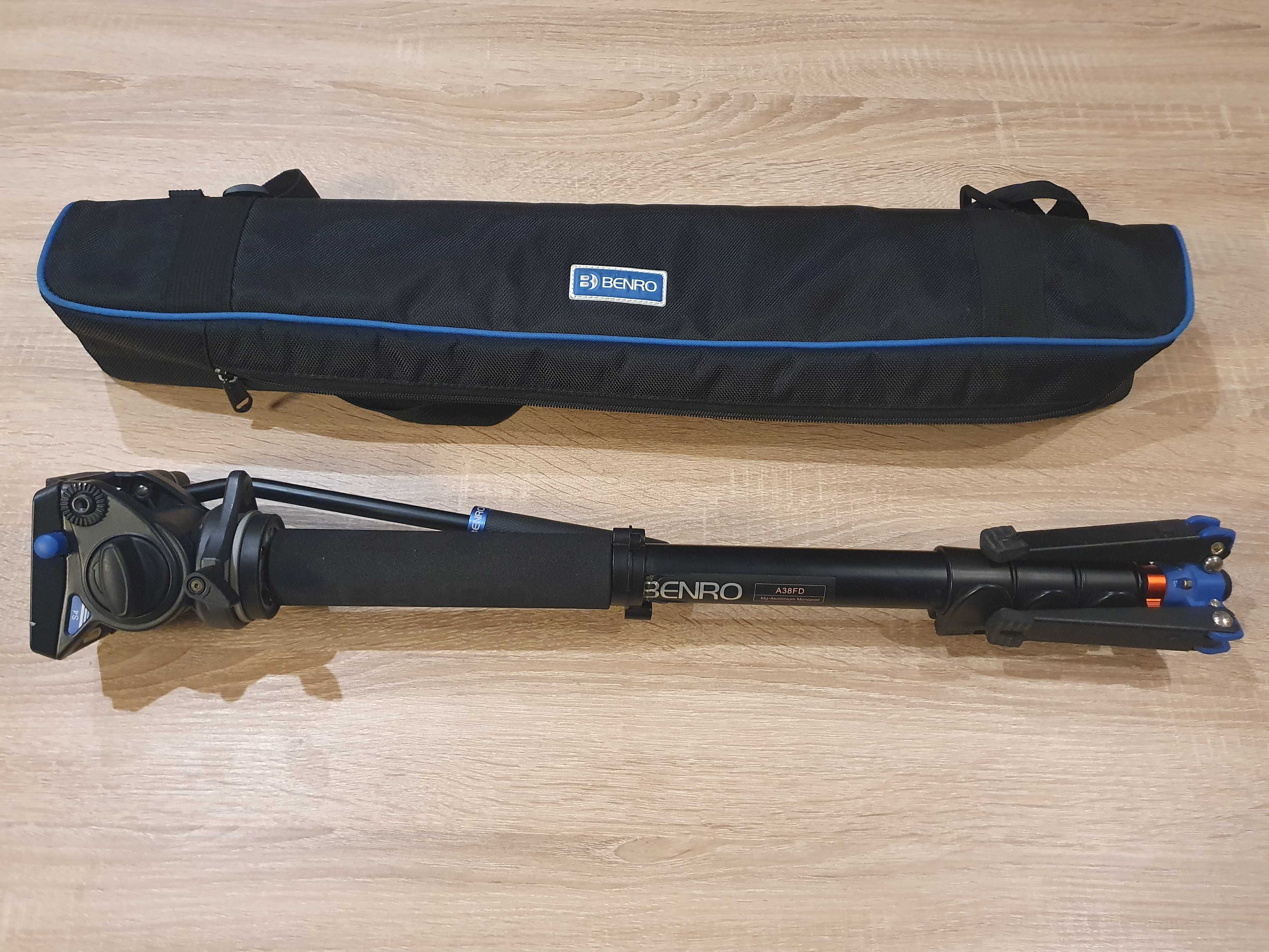 Monopod BENRO A38FD + nóżki VT2 + głowica BENRO S4