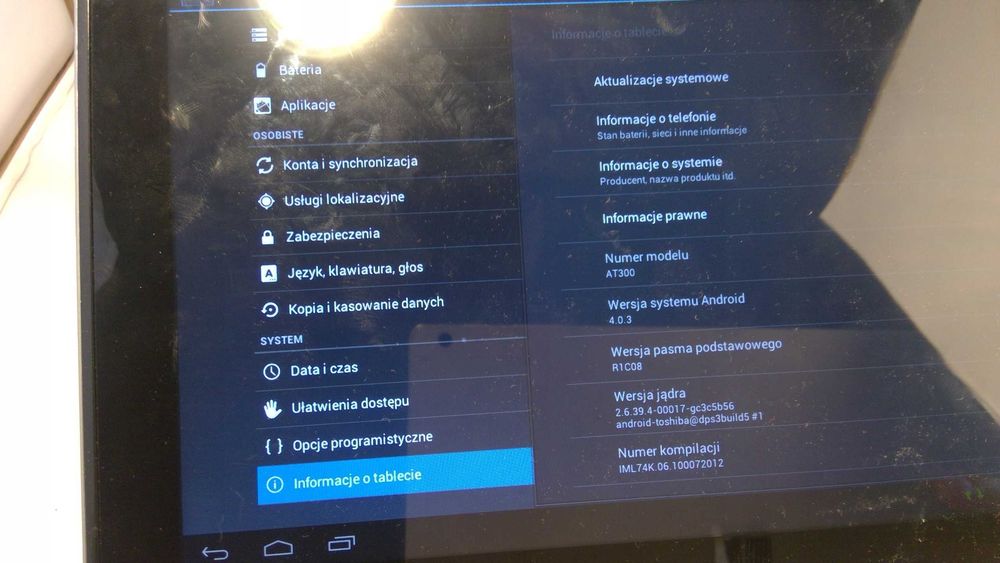 Tablet Toshiba AT300 nr1388