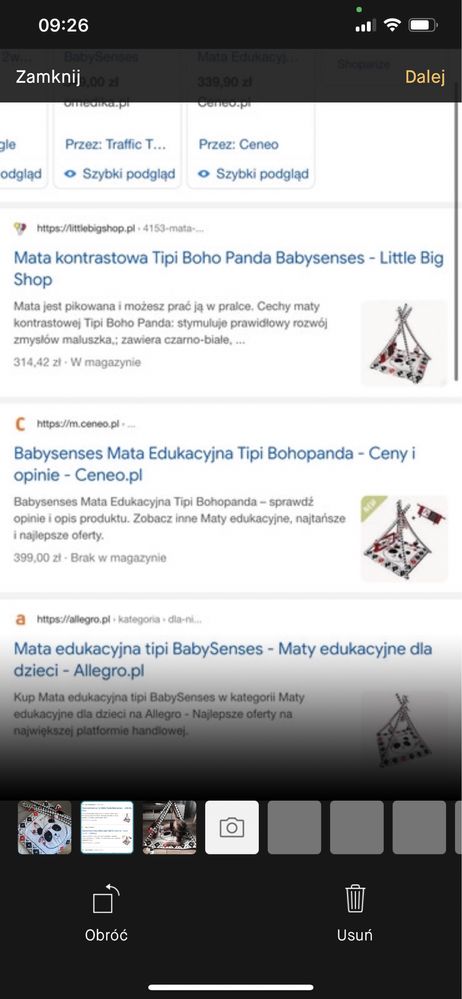 Mata kontrastowa tipi babysenses