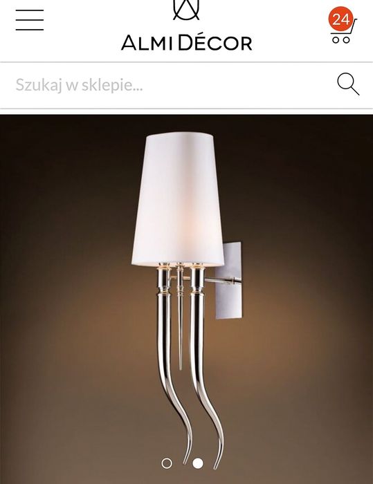 Duży kinkiet  Almi Decor   chrom + tkanina