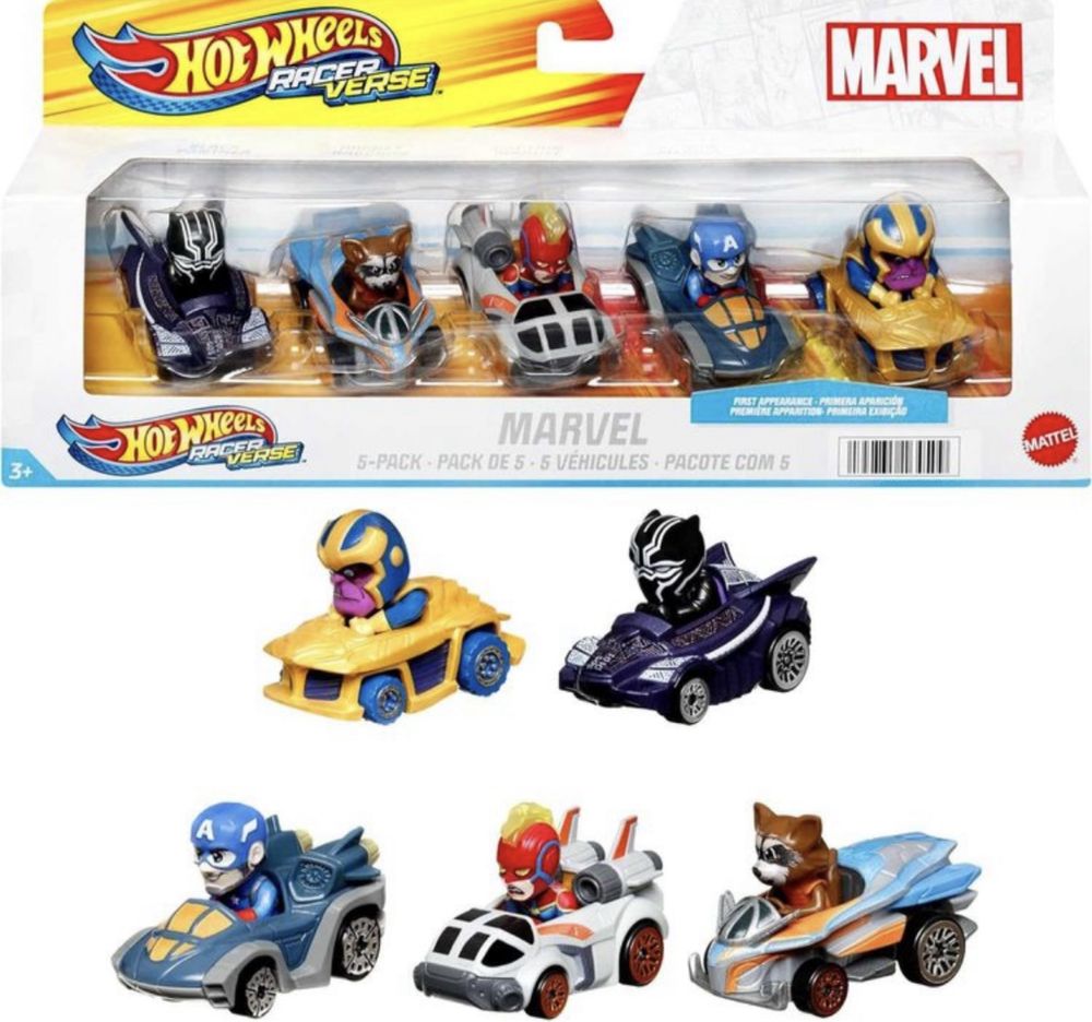 Набор машинок из 5шт Hot Wheels RacerVerse Marvel 1:64!