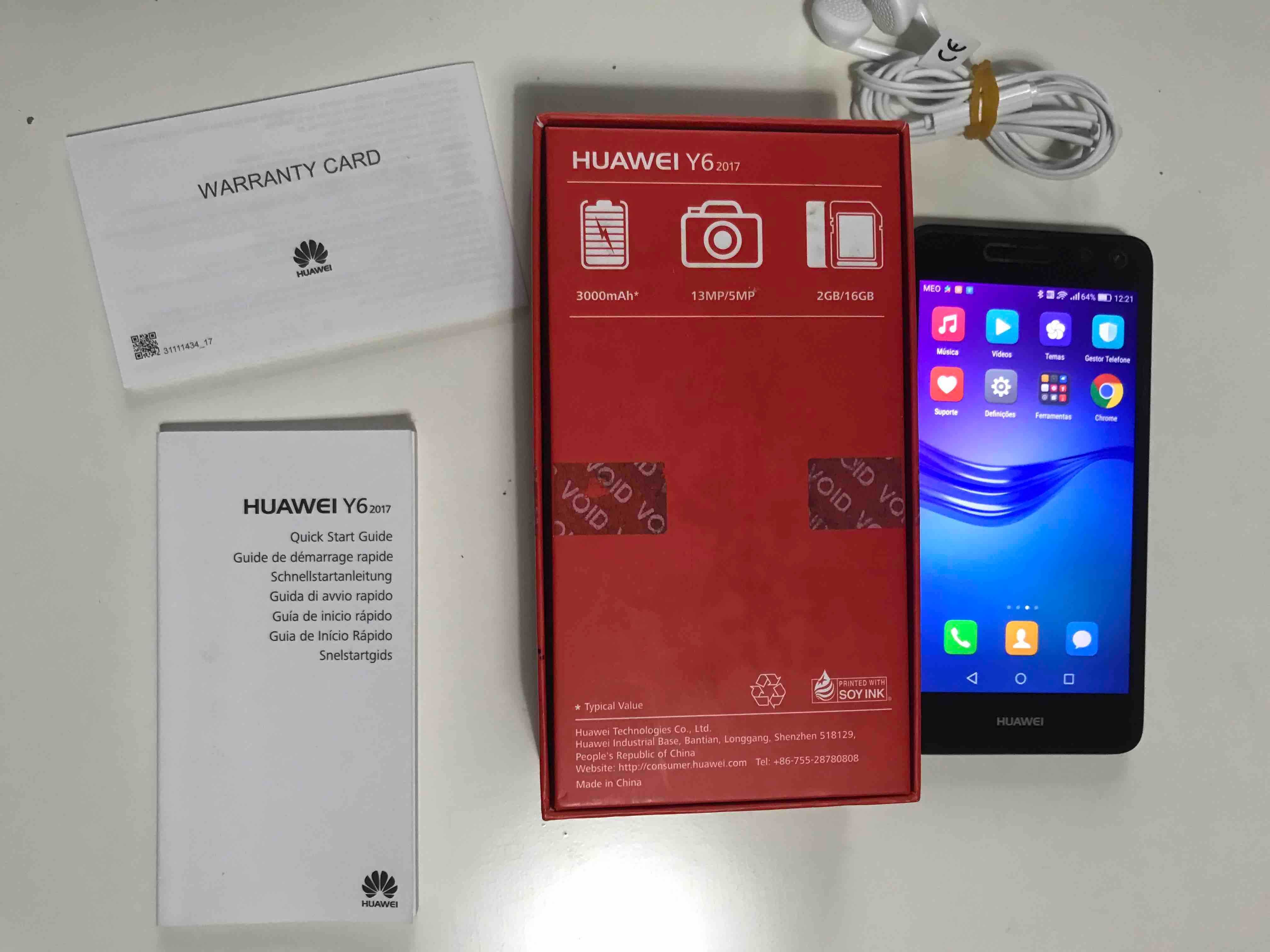 Huawei Y6 2017, 16 GB. A funcionar. Em bom estado. Oportunidade!