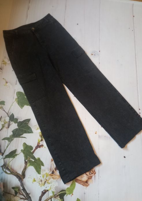 Джинси карго палаццо широкі штани графіт темно сірий 29р L 48