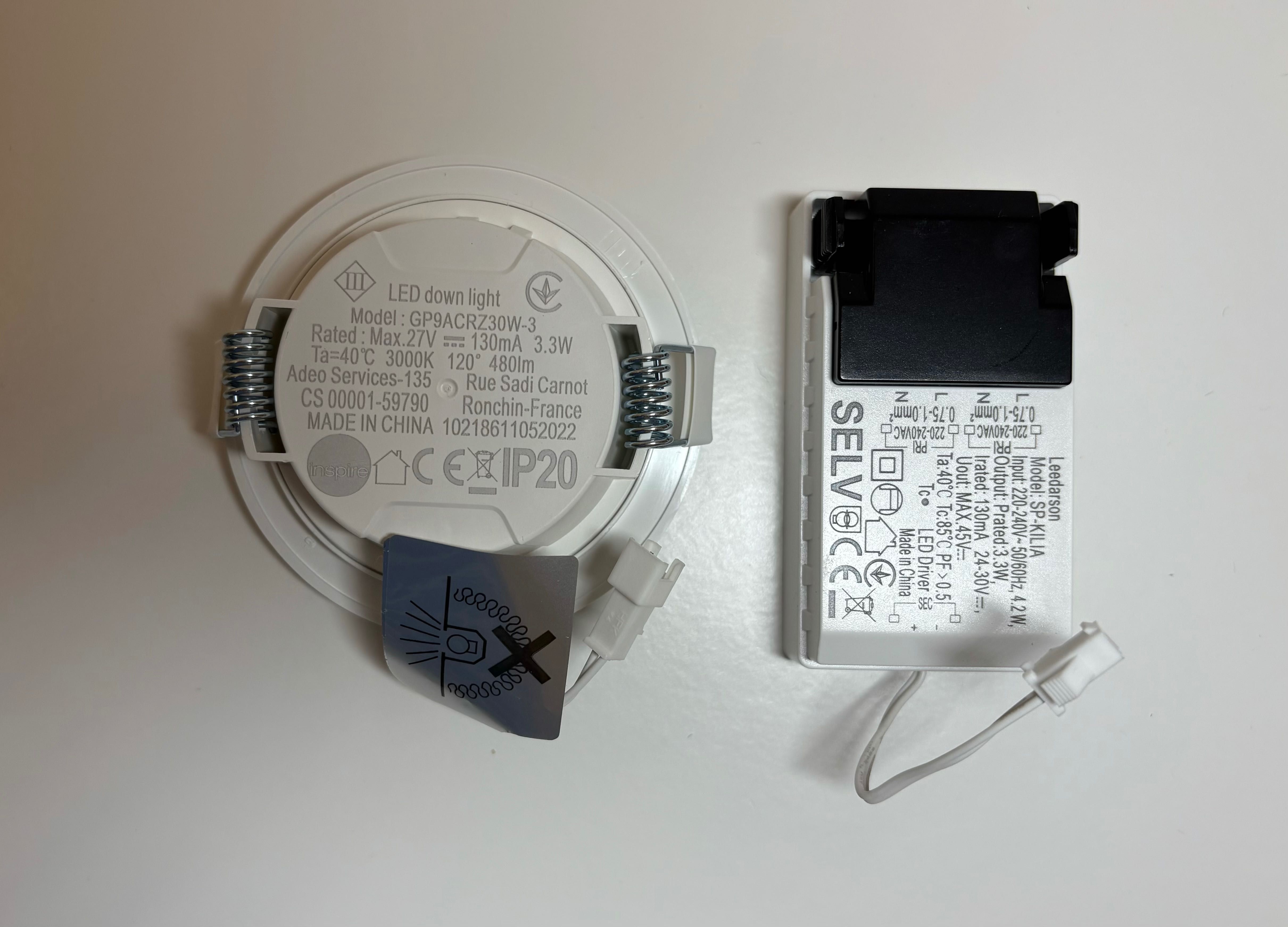 Pack 3 focos de encastrar 480L branco redondo luz amarela Kili IP65