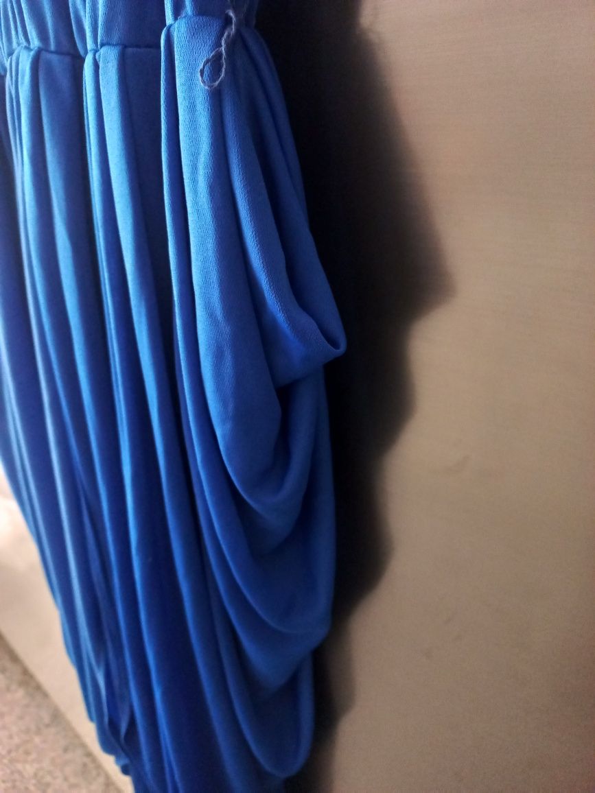 Vestido drapeado azulão para cerimónia