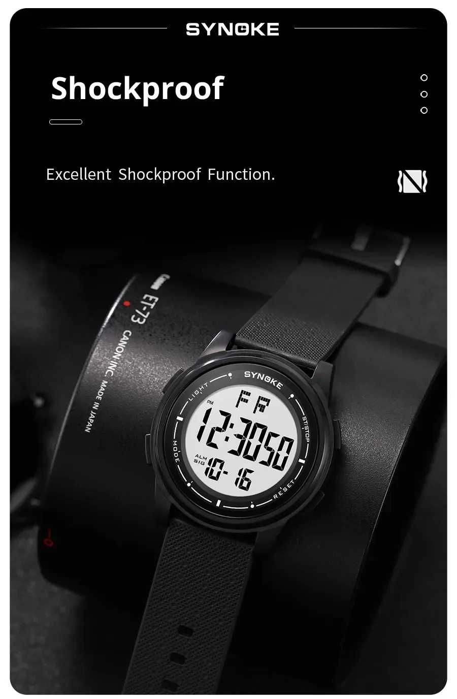 Zegarek męski sportowy Synoke elektroniczny cyfrowy wodoszczelny WR50