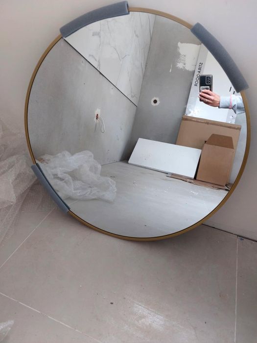 Lustro okrągłe 80cm złota rama