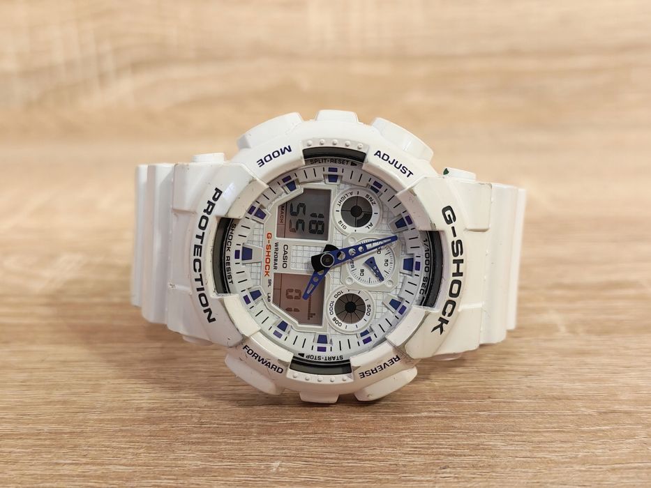 Zegarek g-shock ga100a biały sportowy męski analogowo cyfrowy