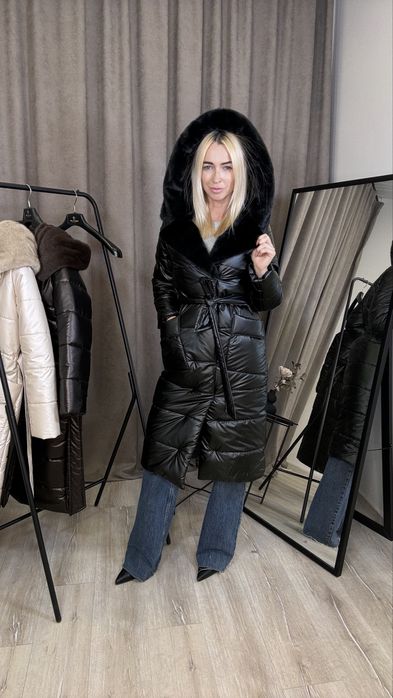 Зимове пальто з еко норкою