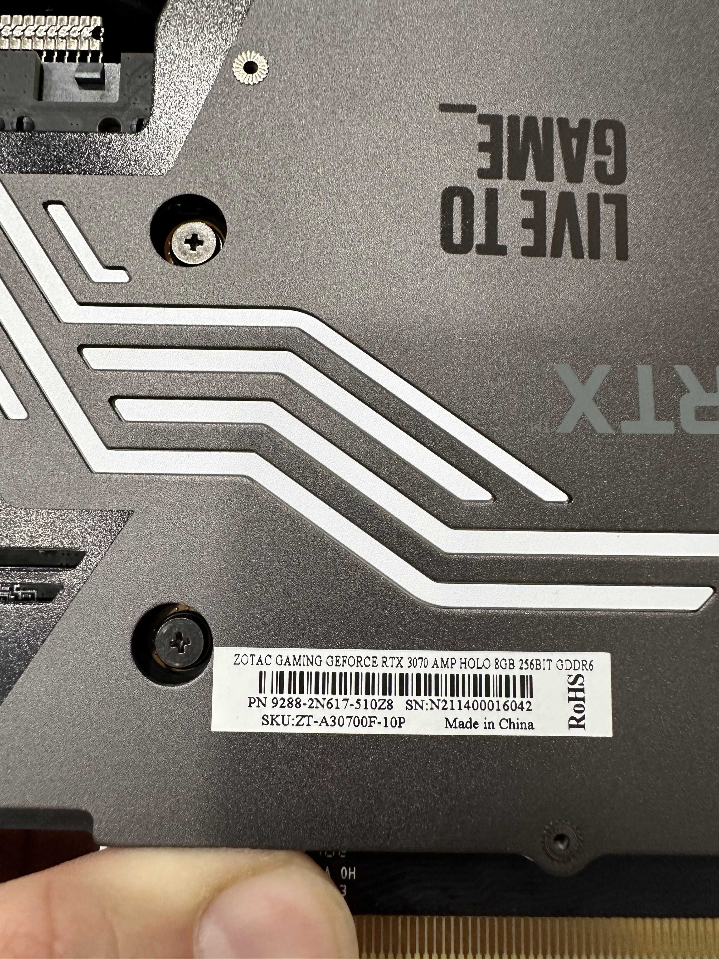 Видеокарта Nvidia RTX 3070 8GB GDDR6 состояние как новая с коробкой