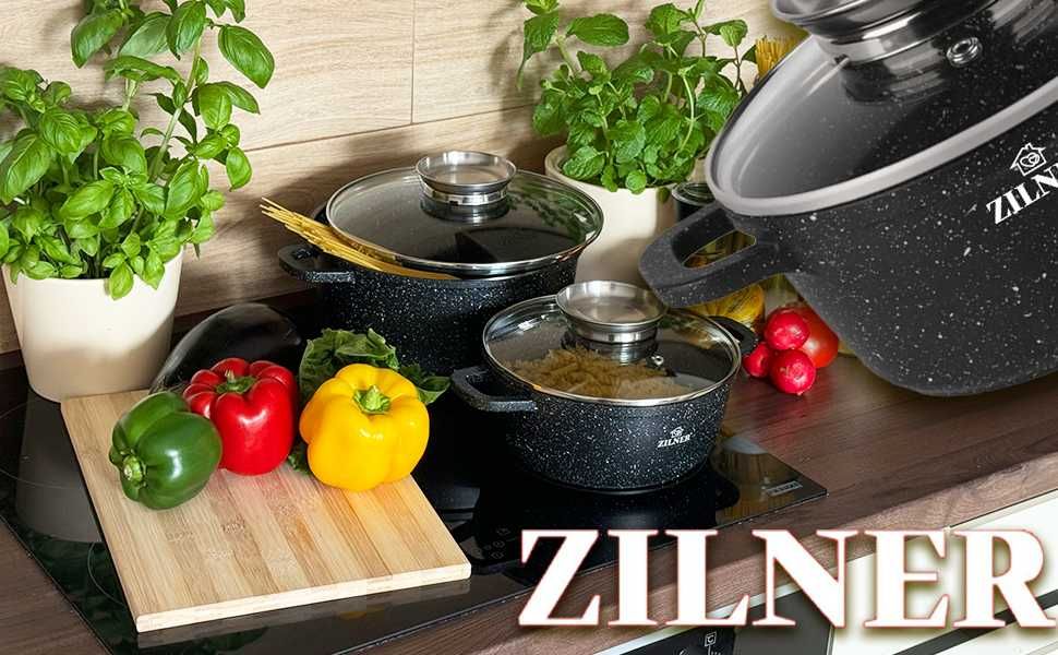 Komplet Garnków Na Indukcję Gaz Zestaw Garnków Marmurkowych Garnki 8el