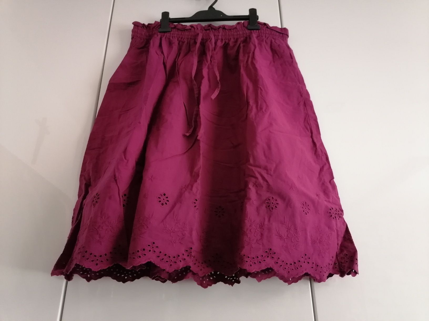 Nowa spódnica elegancka spódniczka haft ażur ciemny róż 44 xxl 46 xxx