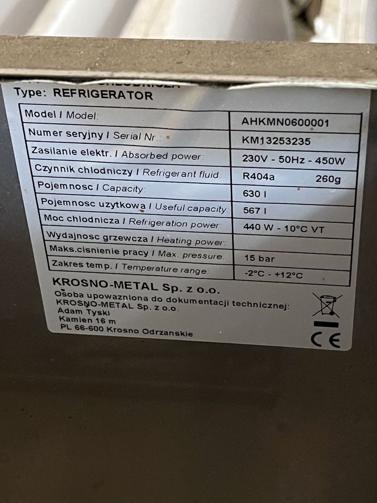 Szafa chlodniczo gastronomiczna Rilling Krosno-Metal 630L AHKMN060001