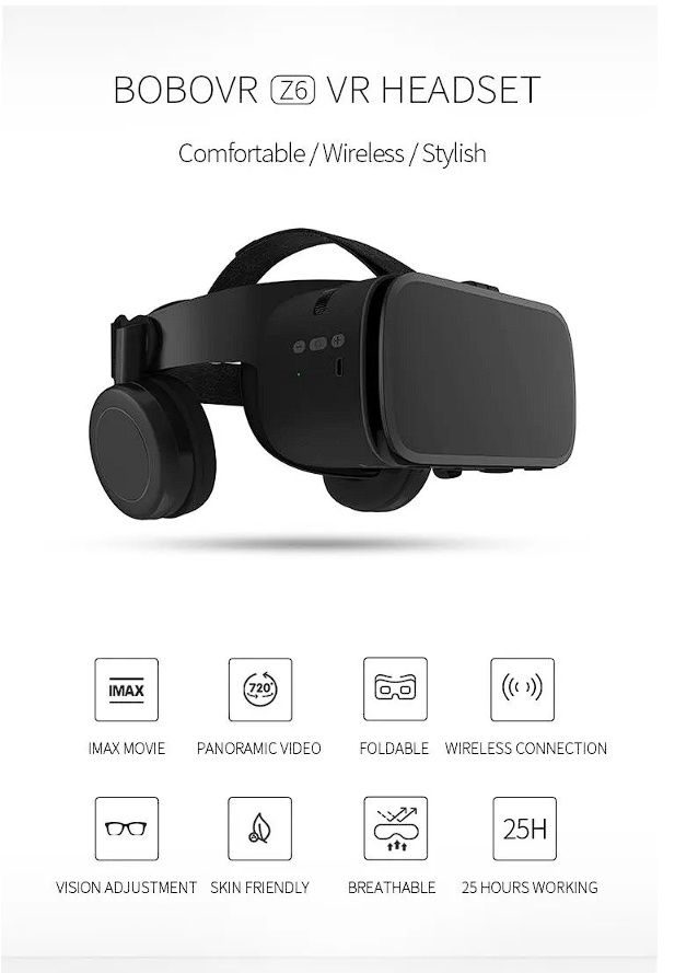 VR Окуляри шолом віртуальної реальності BOBO VR Z6 з пультом