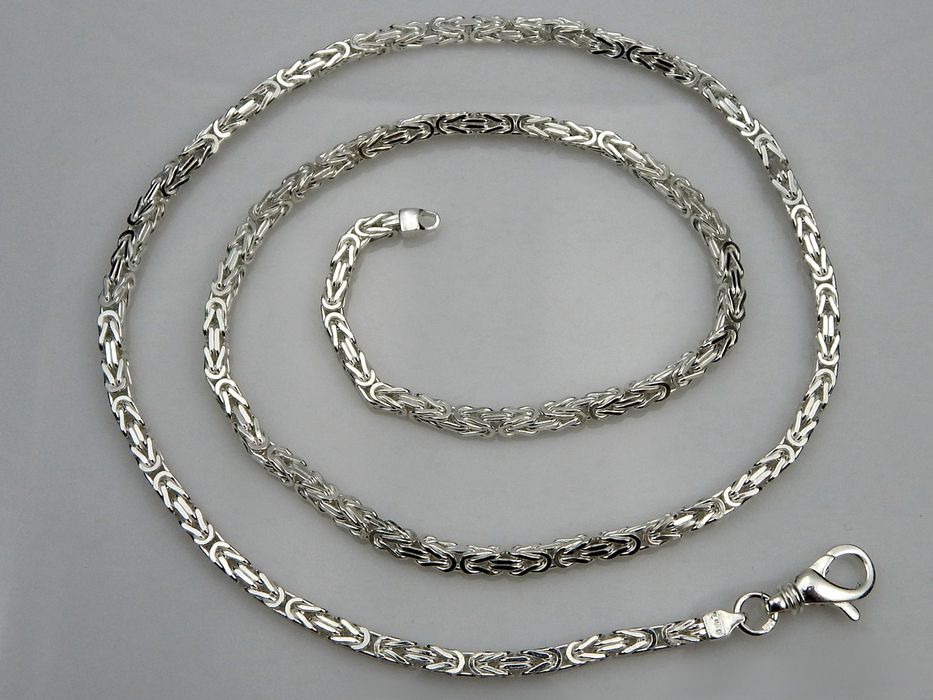 Klasyczny Srebrny Komplet Łańcuch Bizantyjski Królewski 21Cm / 50cm