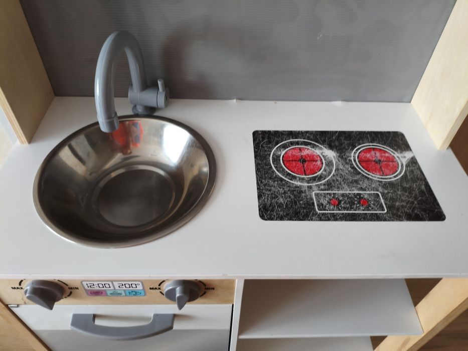 Drewniana Kuchnia dla dzieci Kinderplay zlew okap dźwięk