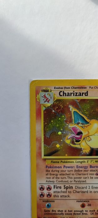 Oryginalna karta Pokemon Charizard holo 4/130 Base set 2 - vintage