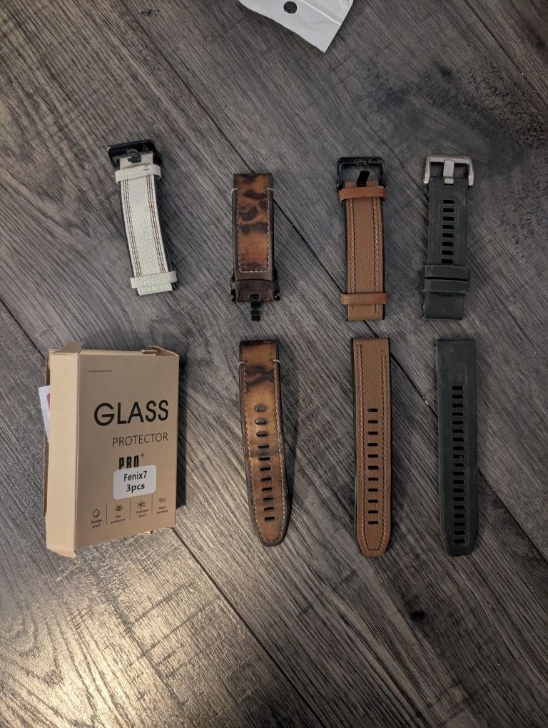 Garmin Fenix 7, 4 paski, kilka kabli, szkło