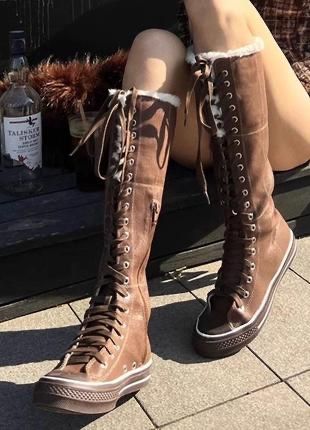 Кеди високі зі штучним хутром knee high y2k grunge fairycore