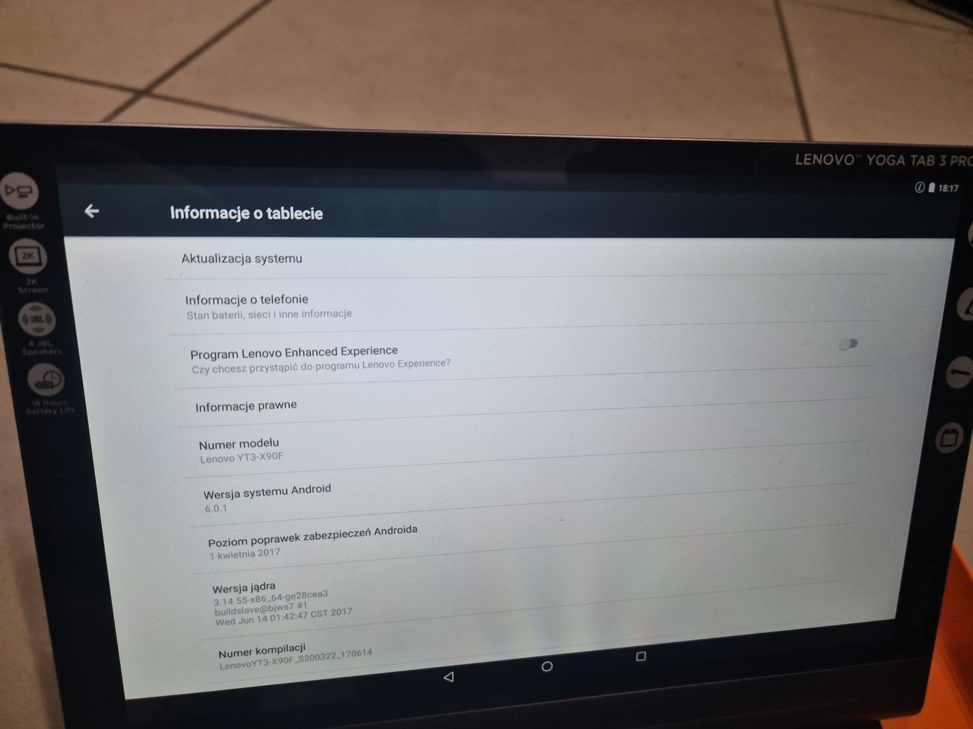 Lenovo YOGA Tab 3 Pro projektor 2k 4gb/64gb Jblx4