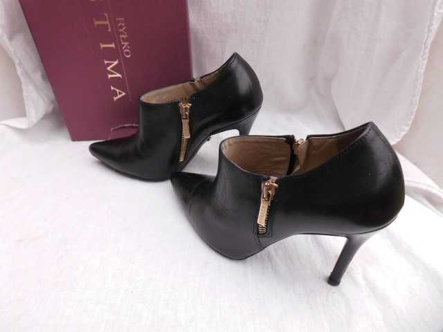 Ryłko Estima skórzane botki szpilki szpic 36