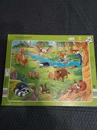 Puzzle z otworem chwytowym Zwierzątka lasu plus grais książeczka