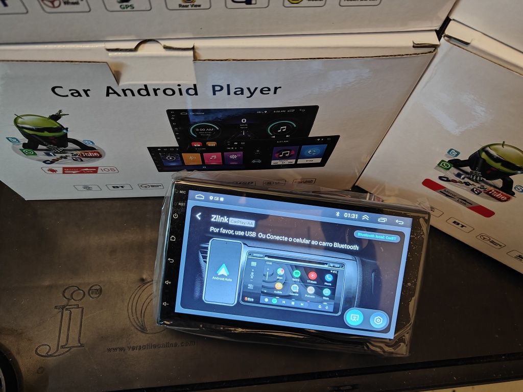 Rádio 2 DIN Android carplay e Android auto + 2 GB RAM + 32 GB ROM