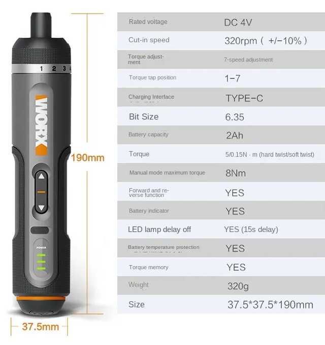 Отвертка аккумуляторная Worx WX242 в кейсе