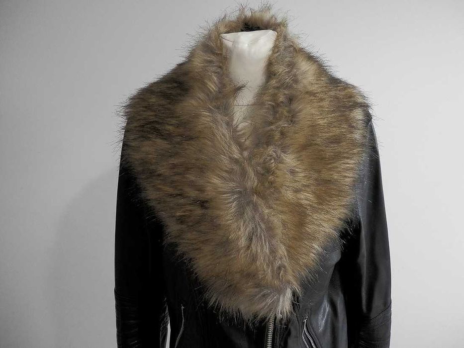 Kołnierz Futrzany Etola Sztuczne Futerko Beżowy Duży Puszysty Szal