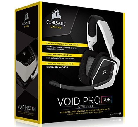 Bezprzewodowe SŁUCHAWKI CORSAIR Void Pro RGB Wireles Białe Premium 7.1