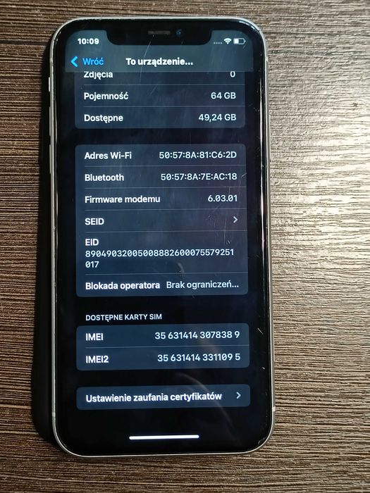iPhone 11, biały, bateria 100%