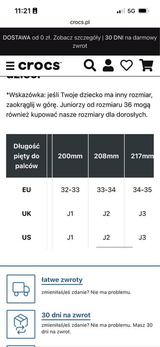 Crocs granatowe j2 33-34