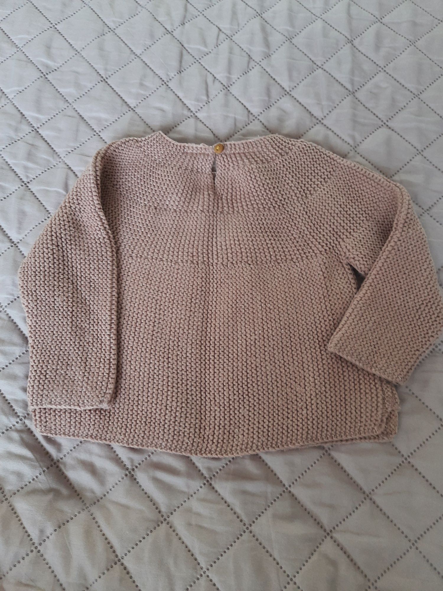 Sweter dzianinowy różowy zara 80cm