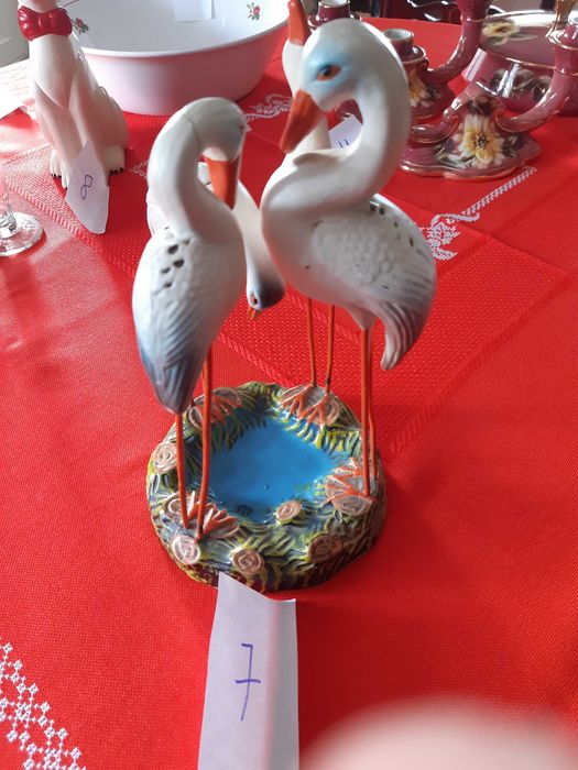 Prato Taça Flamingos   Louça Alcobaça Caldas Coimbra
